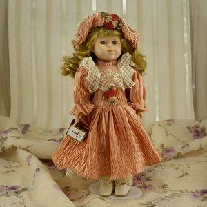 Porcelain Doll W/ Bible & Stand